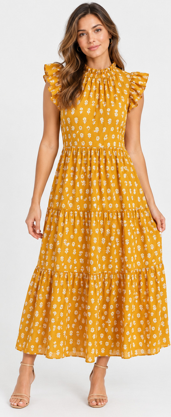 J. CREW COTTON VOILE MAXI DRESS FLOATING SUNFLOWERS YELLOW FLORAL SIZE S